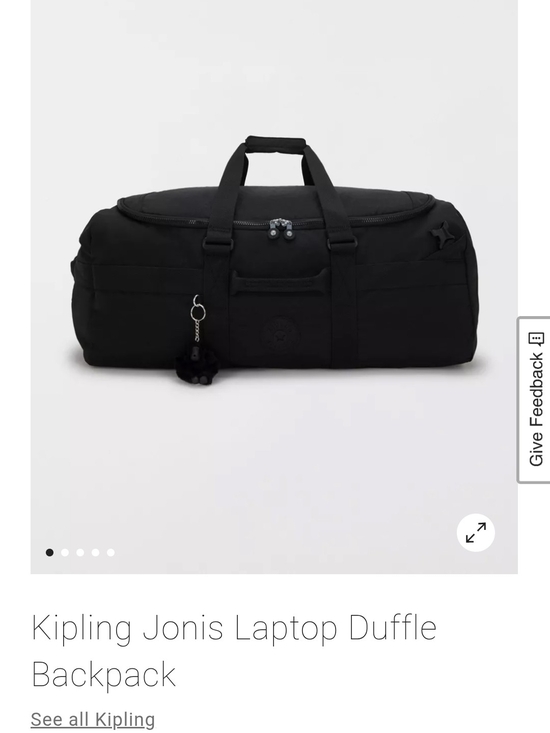 Kipling Black/Brown Jonis Duffle Backpack with Multiple Straps And Laptop Pocket main image 7